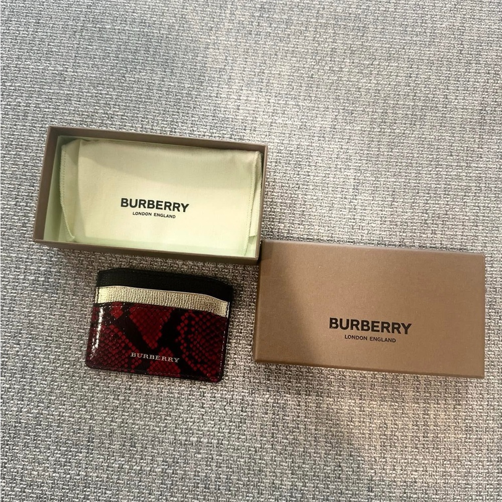 Burberry Red and Black Snakeskin Card Holder